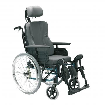Silla de ruedas de posicionamiento Anction 3NG Comfort con asiento y respaldo reclinable de Dartex, reposapiés elevables 0º a 80º y reposabrazos desmontables acolchados