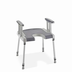 Invacare Aquatec Sorrento taburete de ducha con reposabrazos , abertura y patas abatibles.